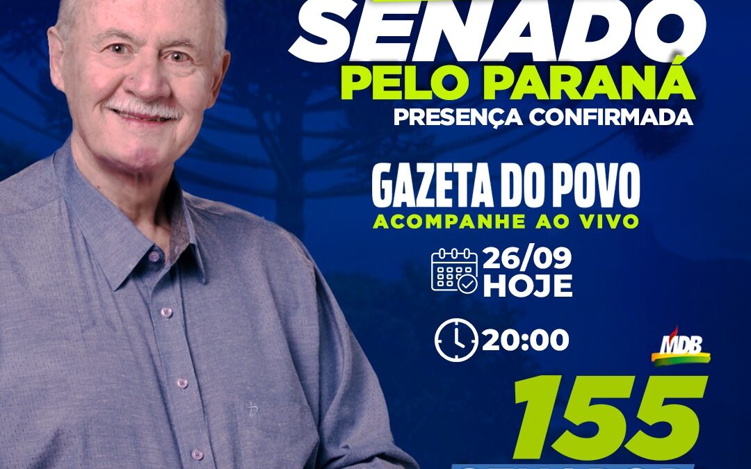 Pessuti participa de debate na Gazeta do Povo hoje, às 20h. Acompanhe!